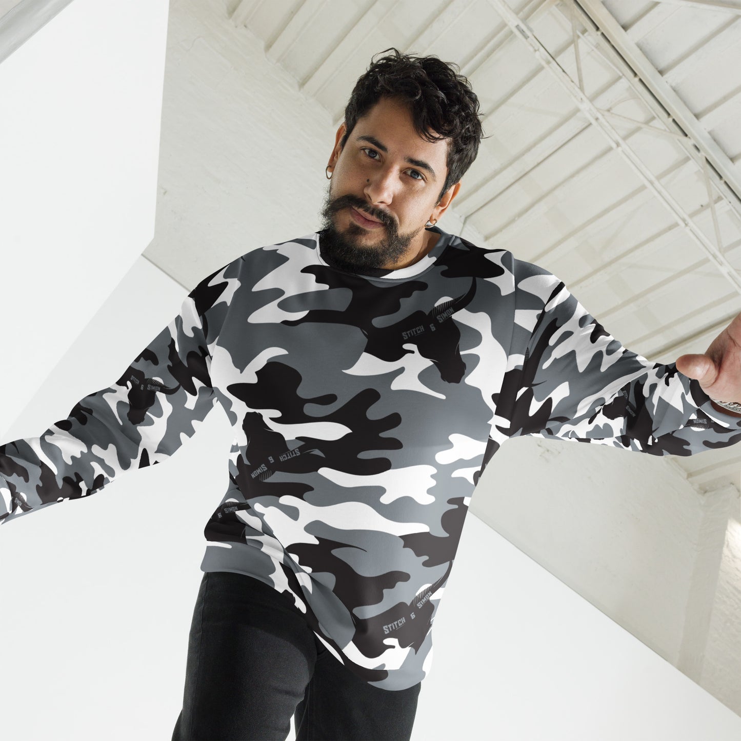 Camo Unisex Recycled Sweatshirt All-Over Print Eco-Friendly Fleece Pullover