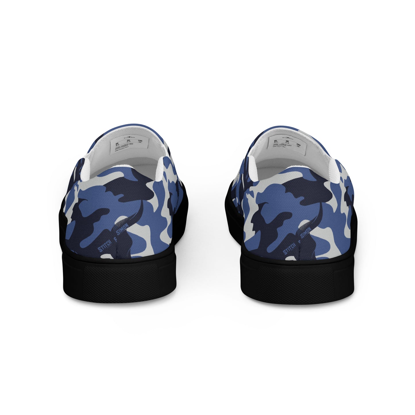 Men’s Blue Camo Slip-On Canvas Shoes – Casual Summer Footwear -Stitch & Simon