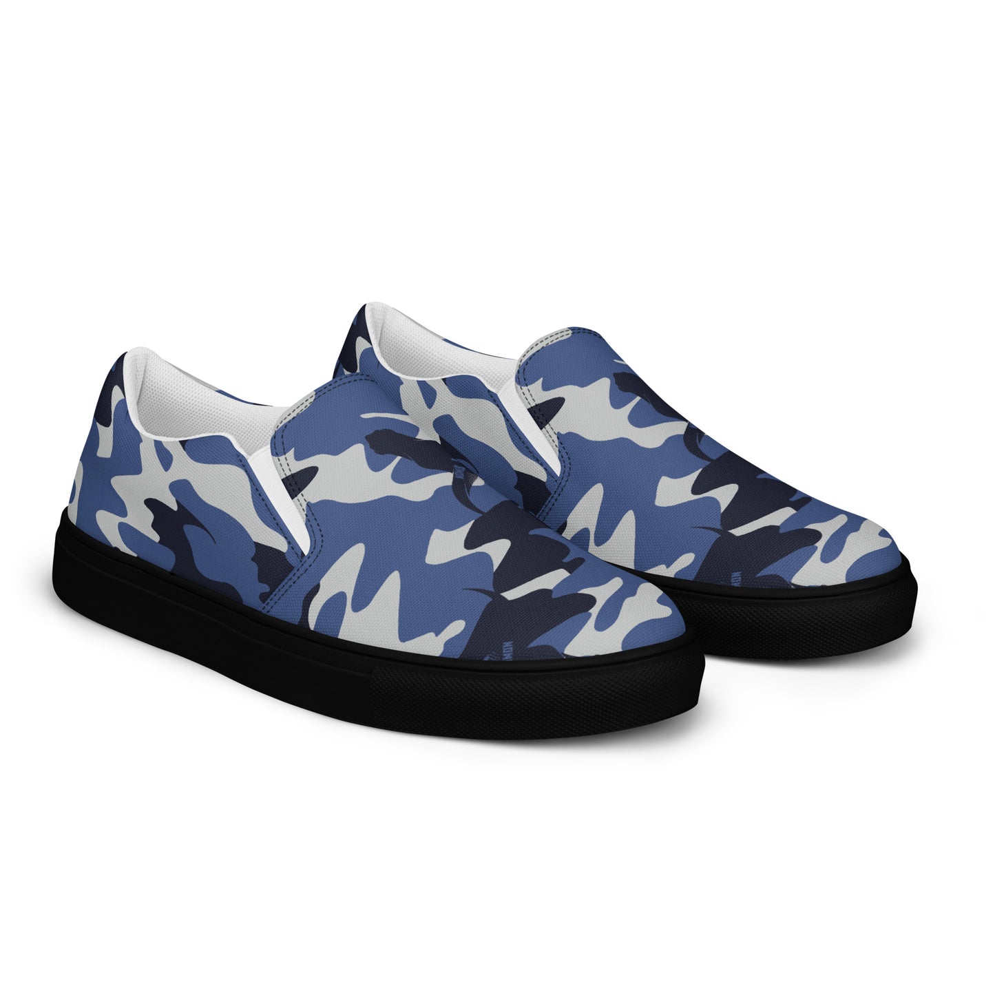 Men’s Blue Camo Slip-On Canvas Shoes – Casual Summer Footwear -Stitch & Simon