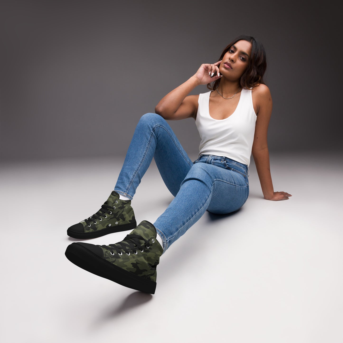 Women’s High Top Canvas Shoes – Camo Print Sneakers