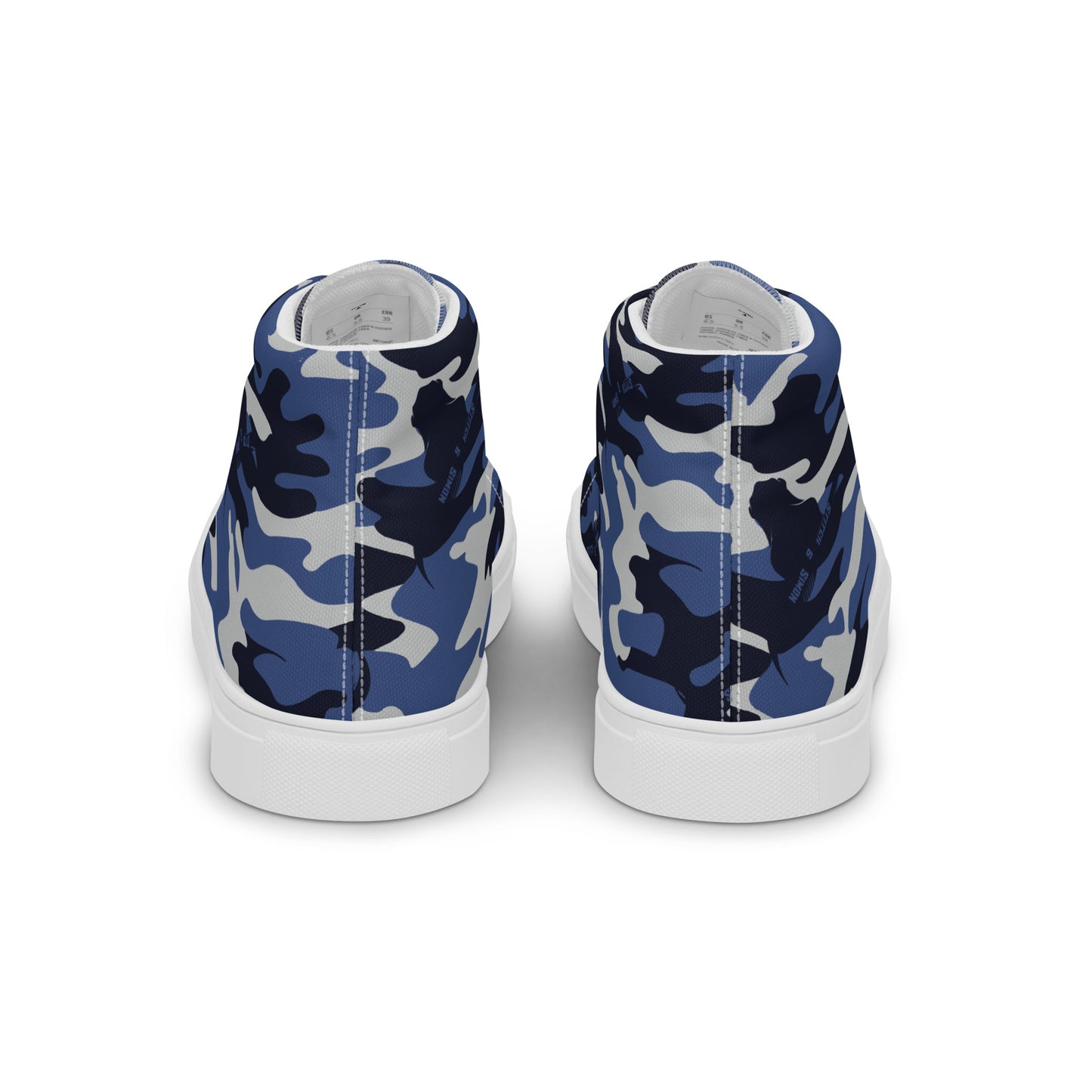 Women’s High Top Canvas Shoes – Blue Fashion Camo Print Sneakers