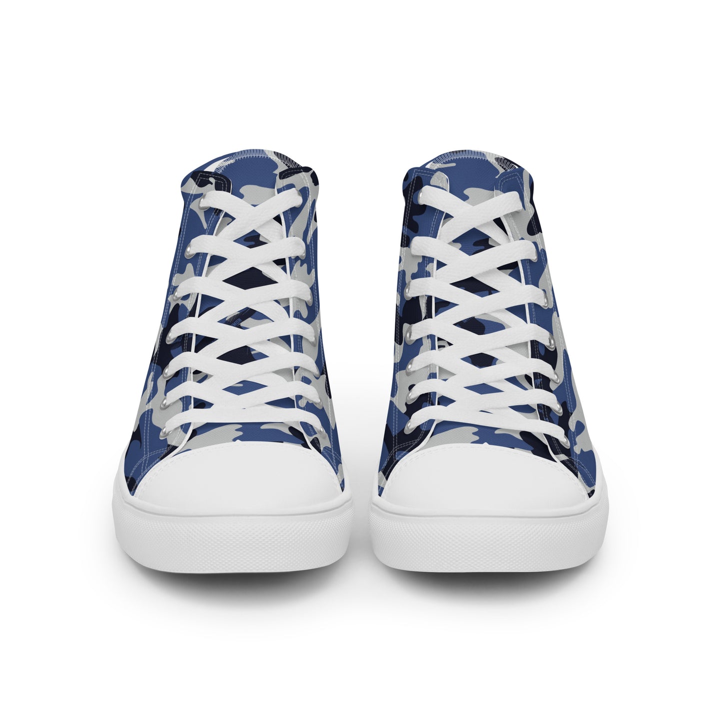 Women’s High Top Canvas Shoes – Blue Fashion Camo Print Sneakers