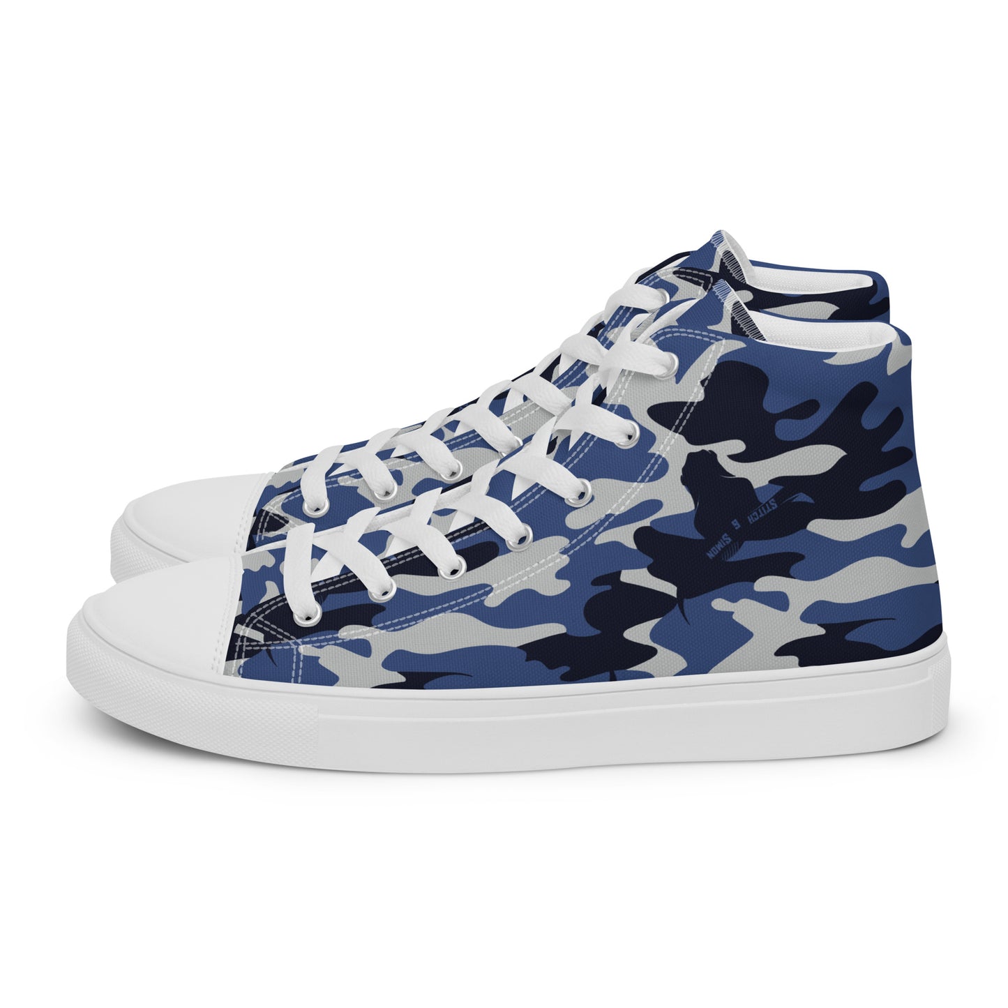 Women’s High Top Canvas Shoes – Blue Fashion Camo Print Sneakers