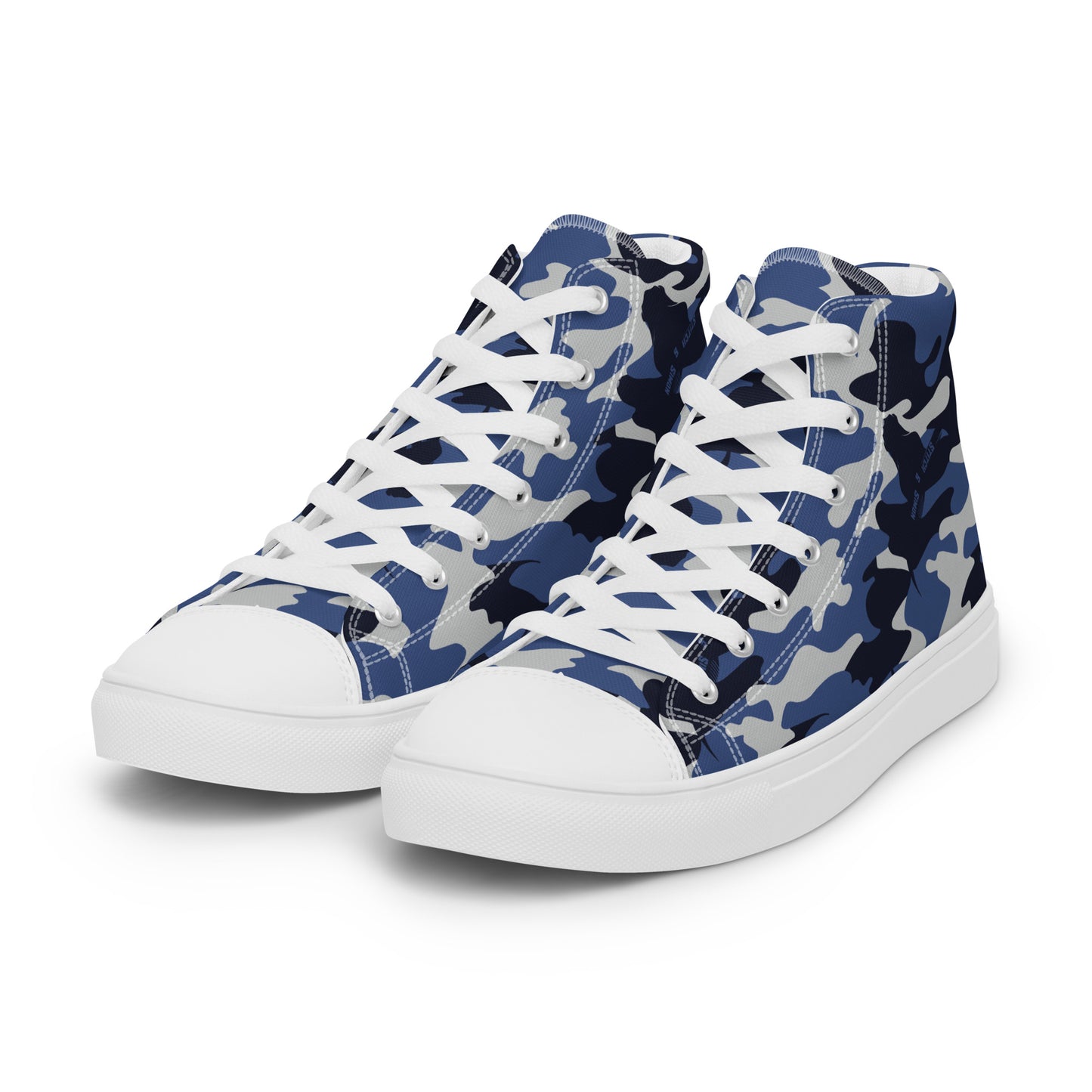 Women’s High Top Canvas Shoes – Blue Fashion Camo Print Sneakers