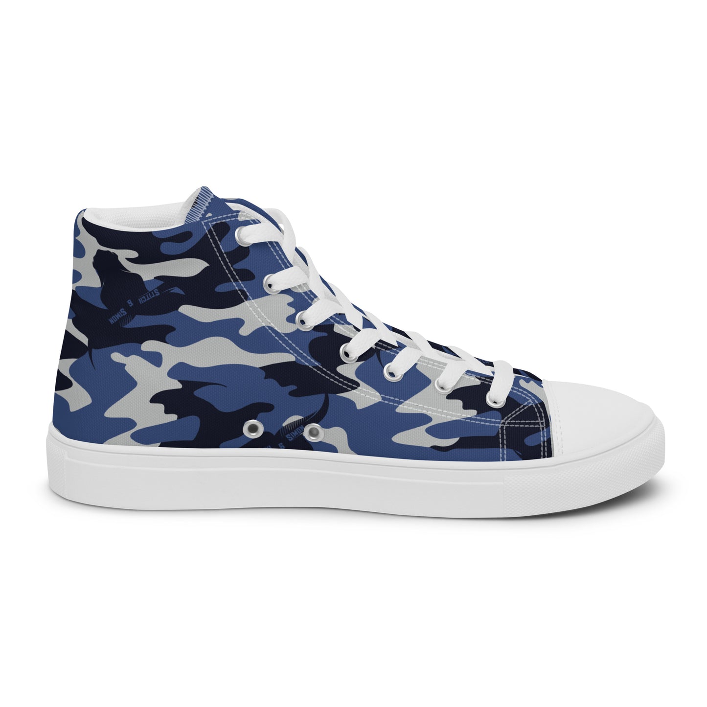 Women’s High Top Canvas Shoes – Blue Fashion Camo Print Sneakers