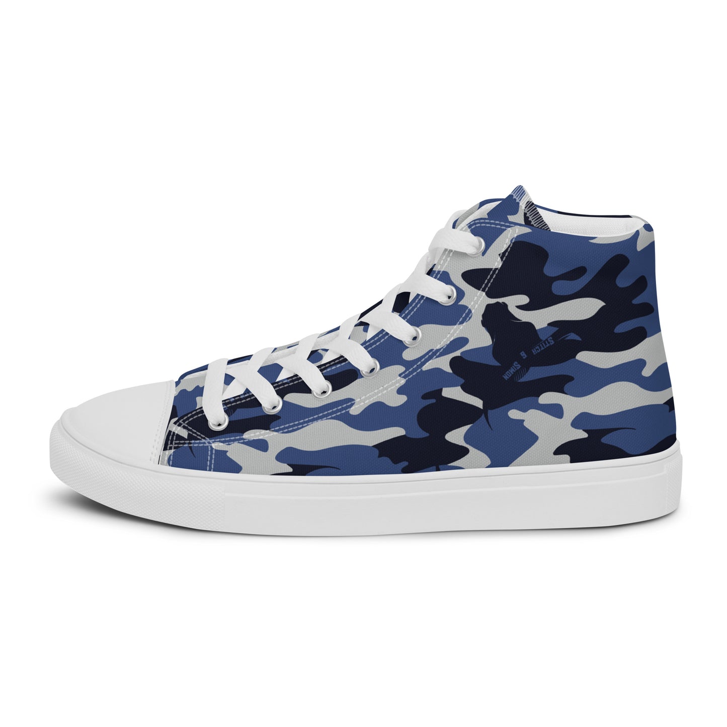 Women’s High Top Canvas Shoes – Blue Fashion Camo Print Sneakers