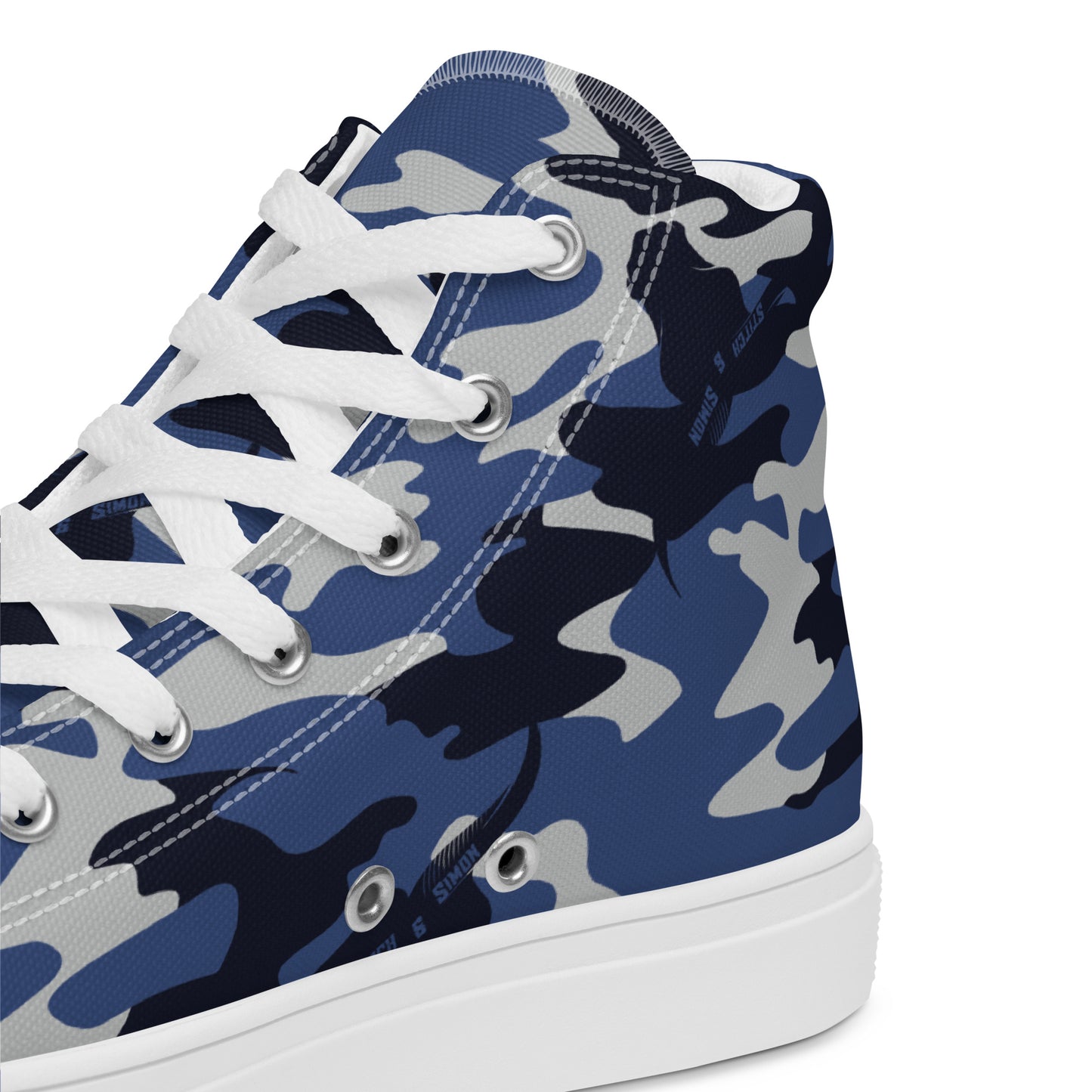 Women’s High Top Canvas Shoes – Blue Fashion Camo Print Sneakers