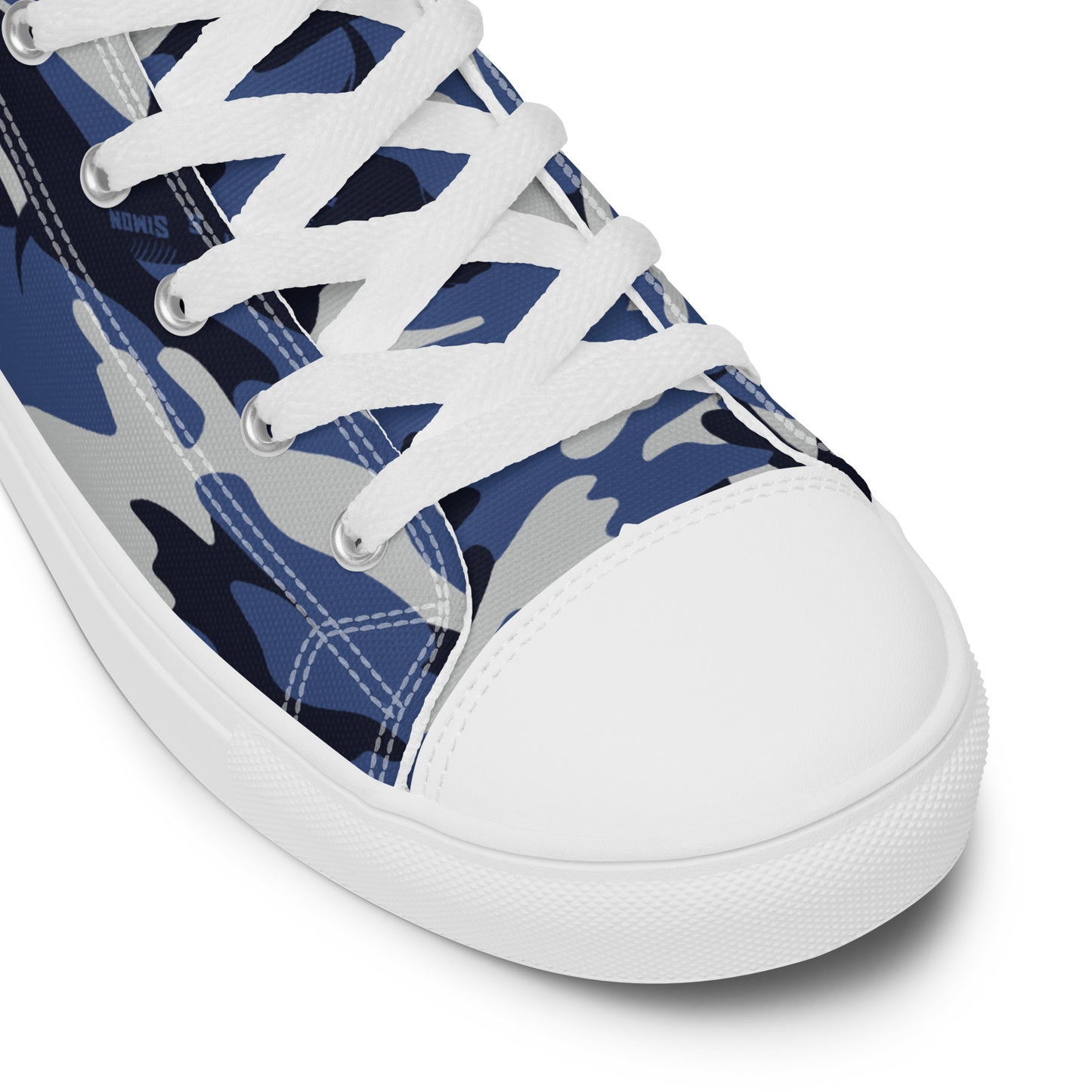 Women’s High Top Canvas Shoes – Blue Fashion Camo Print Sneakers