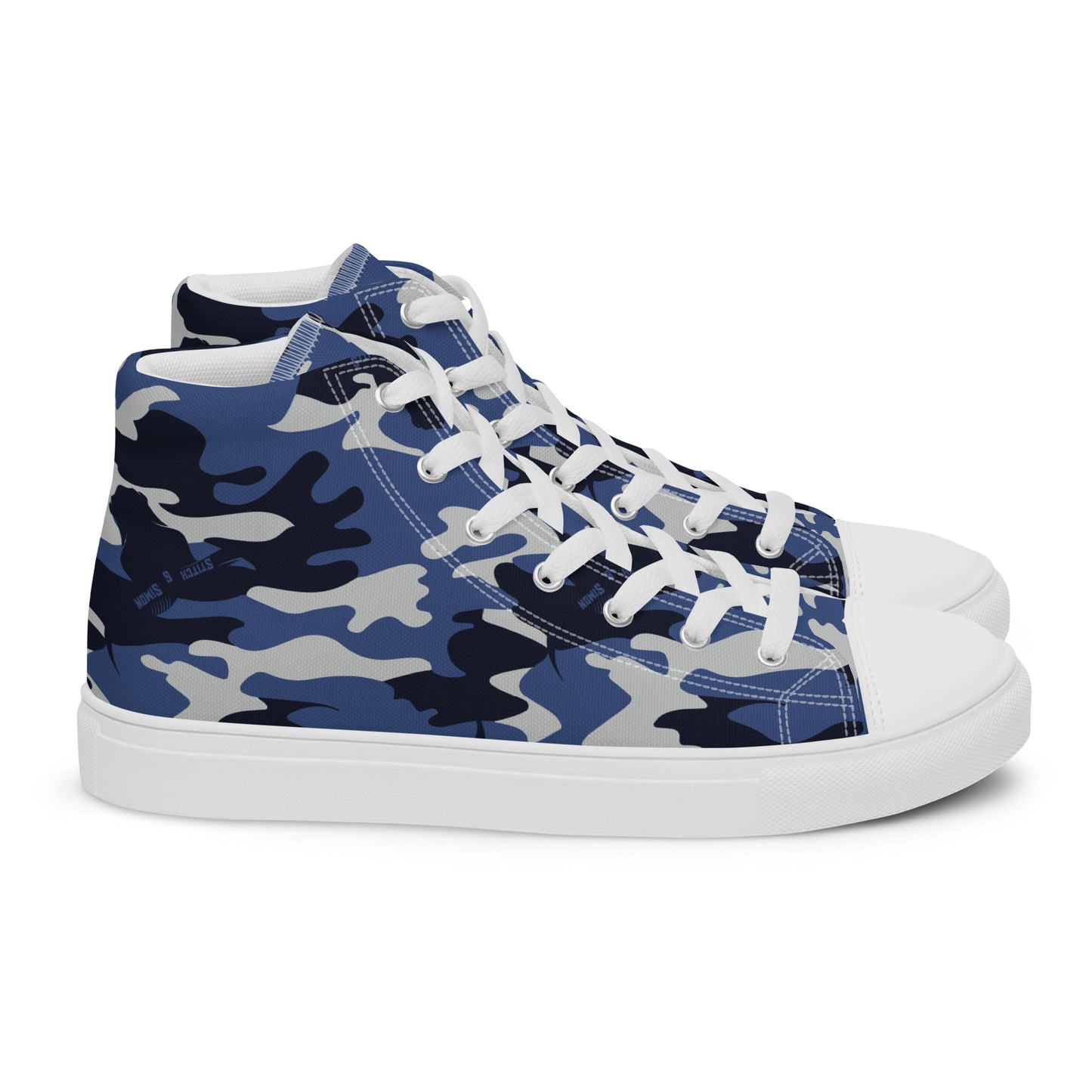 Women’s High Top Canvas Shoes – Blue Fashion Camo Print Sneakers