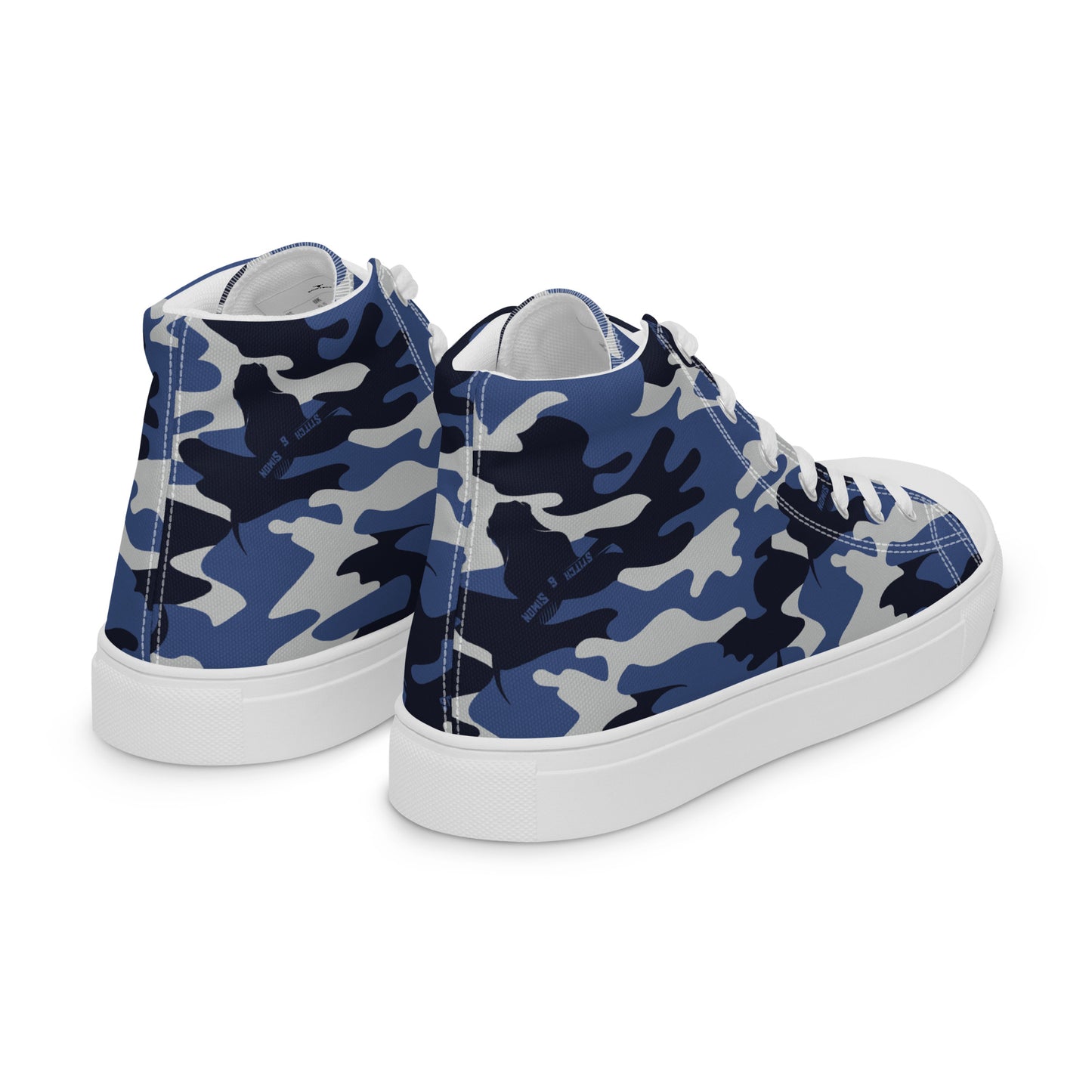 Women’s High Top Canvas Shoes – Blue Fashion Camo Print Sneakers