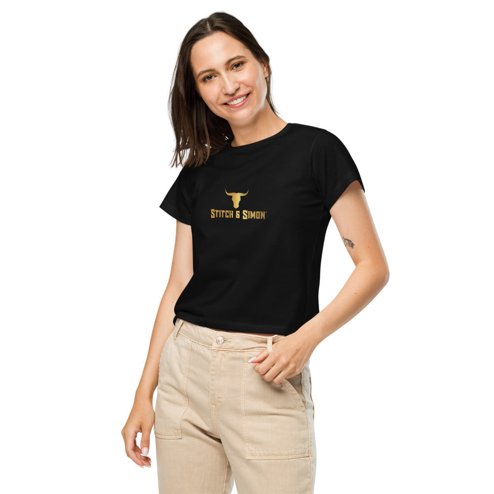 Women’s Black & Gold High-Waisted T-shirt by Stitch & Simon - Stitch & Simon - Outdoor Fashion Store