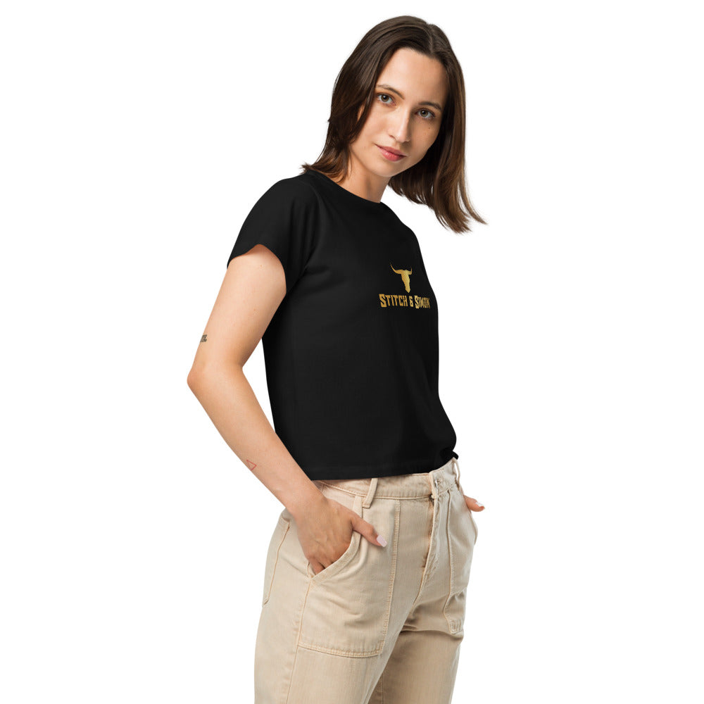 Women’s Black & Gold High-Waisted T-shirt by Stitch & Simon - Stitch & Simon - Outdoor Fashion Store
