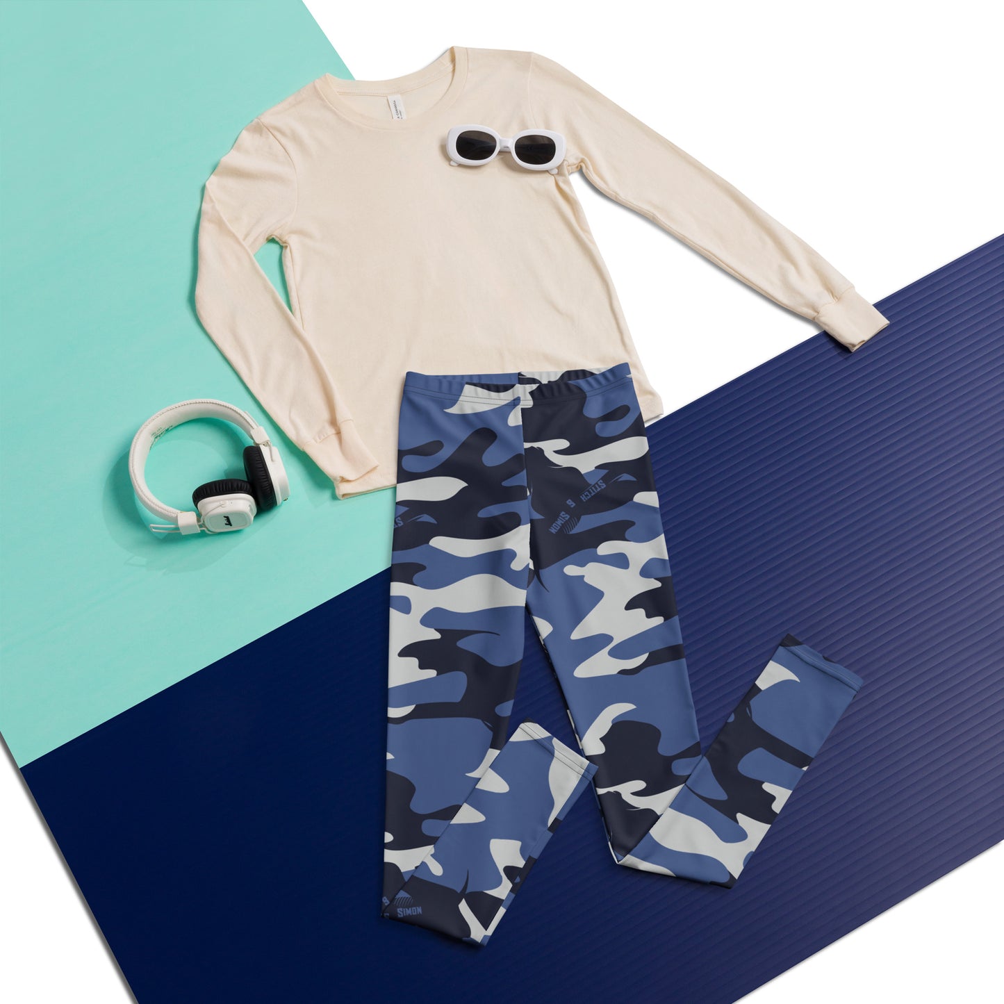 Blue Camo Leggings for Girls – Teenager Camouflage Pants