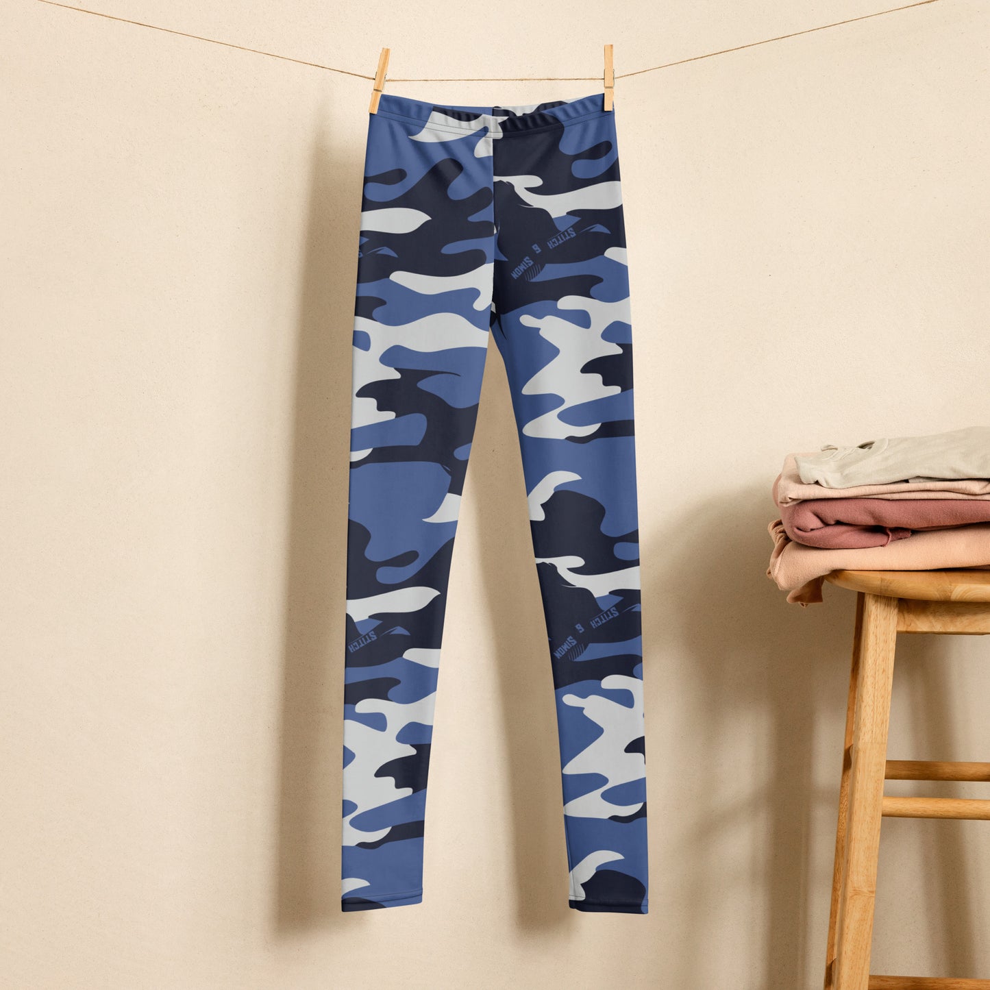 Blue Camo Leggings for Girls – Teenager Camouflage Pants