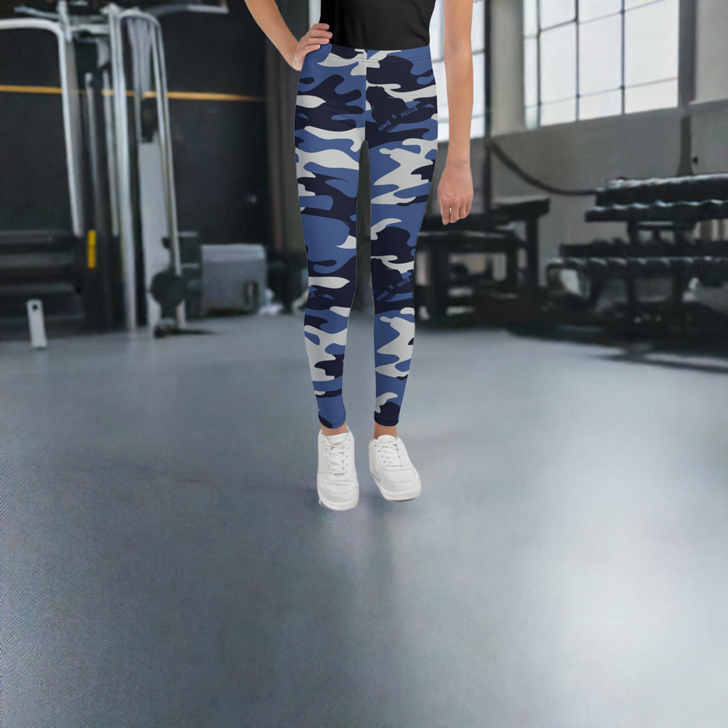 Blue Camo Leggings for Girls – Teenager Camouflage Pants
