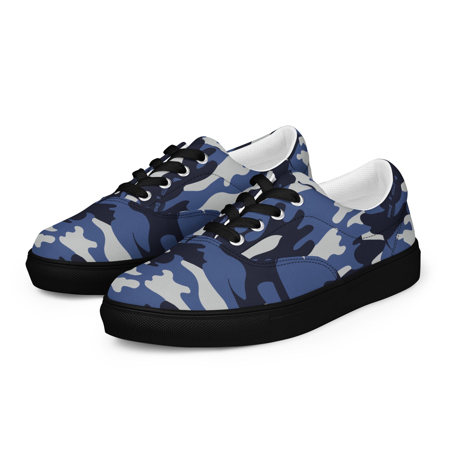 Blue Camo Men's Canvas Shoes – Lace-Up Summer Sneakers – Stitch & Simon Camo Design
