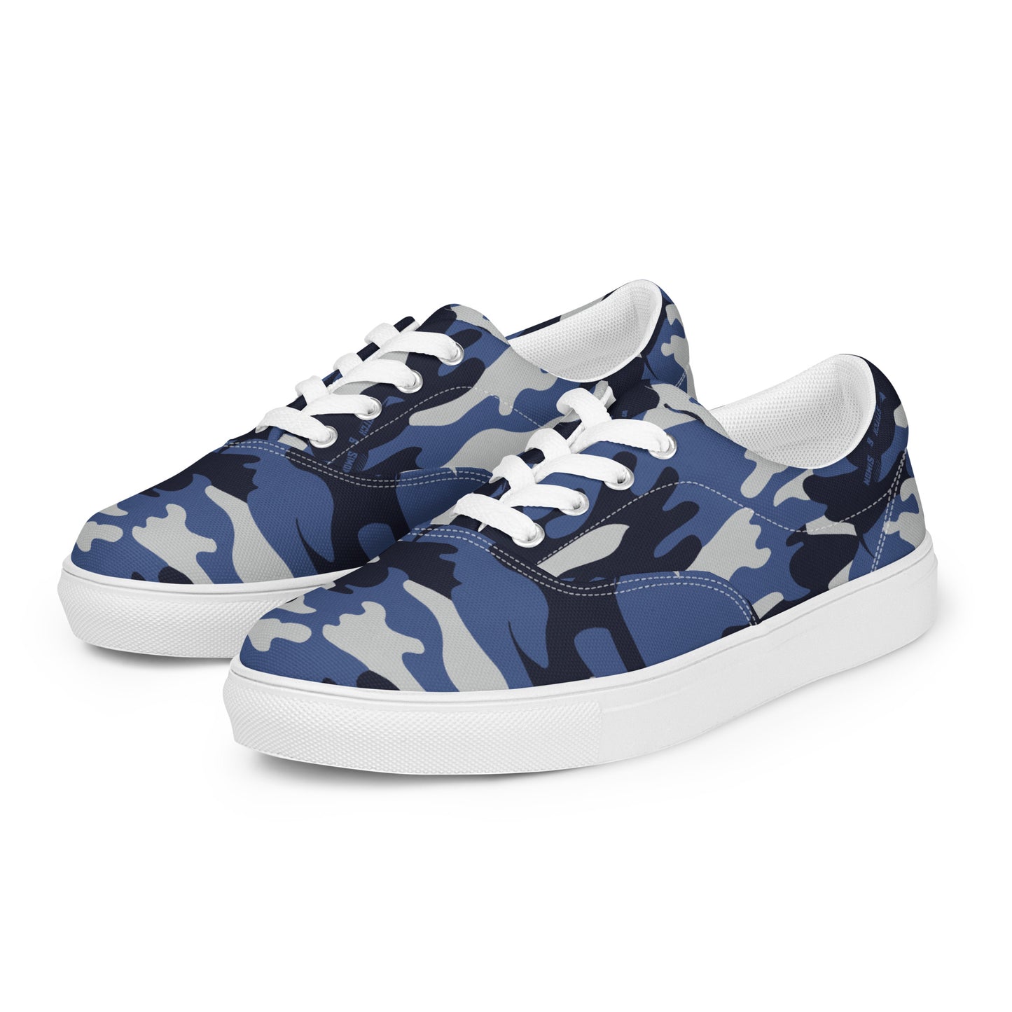 Blue Camo Men's Canvas Shoes – Lace-Up Summer Sneakers – Stitch & Simon Camo Design