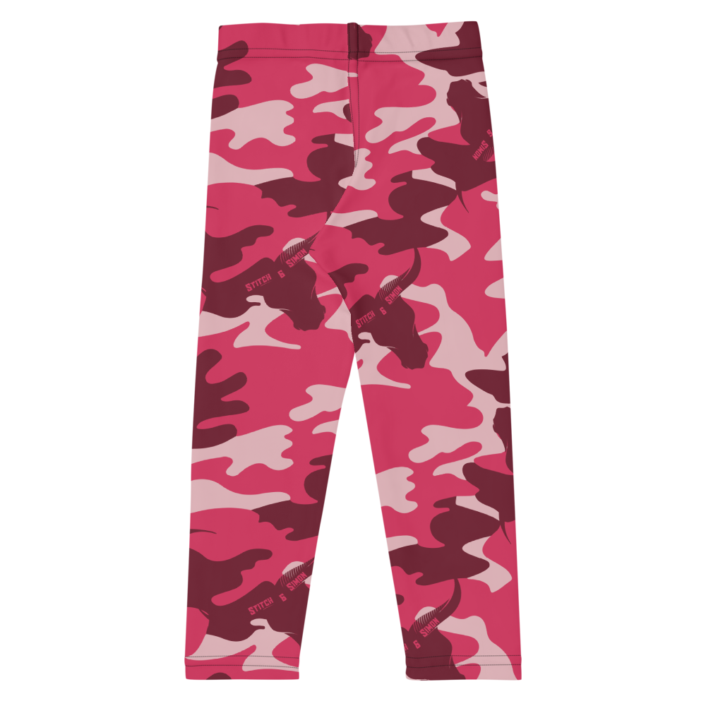 Maroon Pink camouflage Kid's Leggings - Sustainable Outdoor Clothing, Camouflage Gear, Stitch & Simon